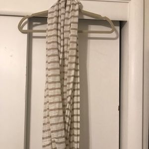 Cream & White Striped Infinity Scarf